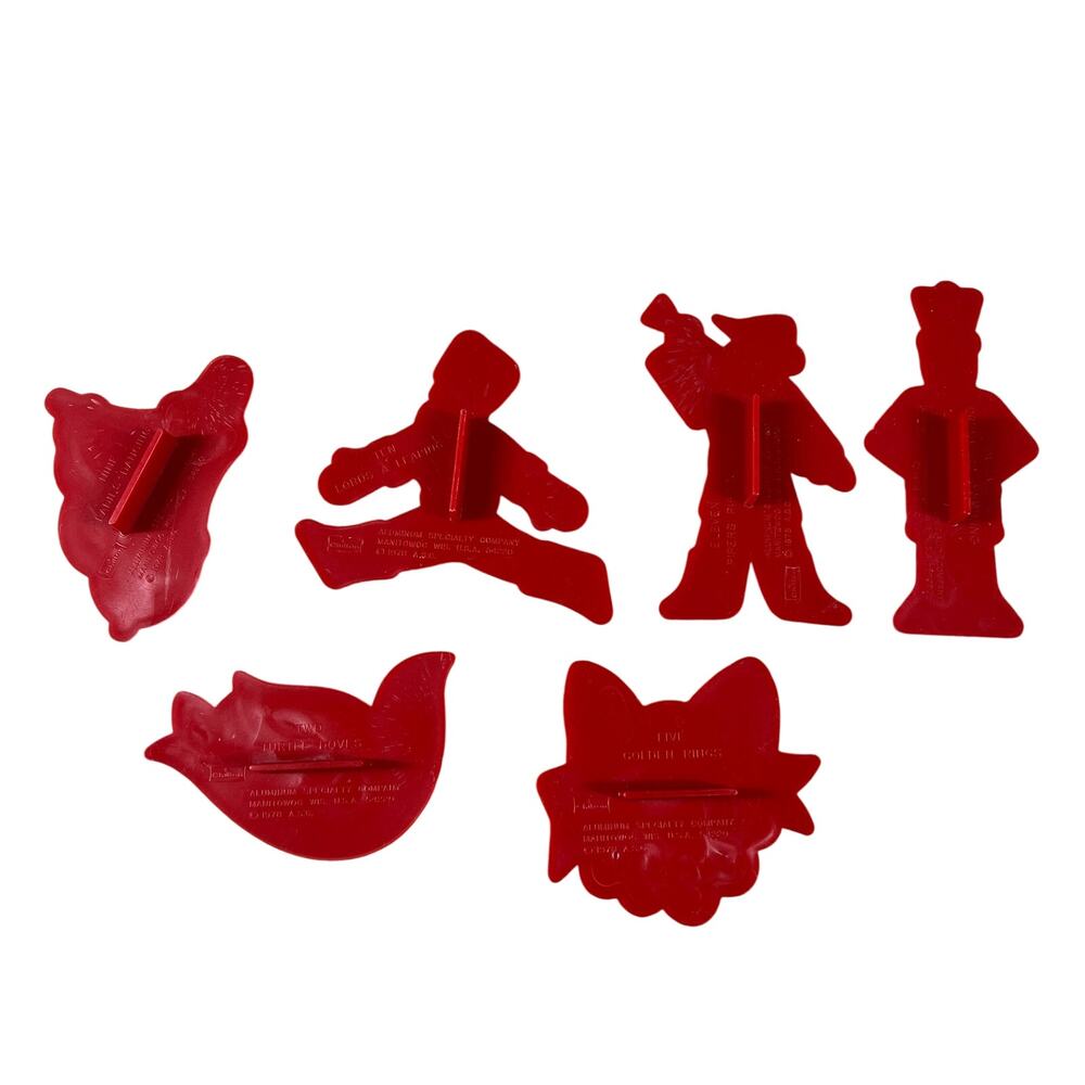 CHILTON 1978 Vintage 12 Days Christmas Cookie Cutters Red Plastic Lot of 6